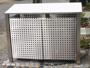 Mülltonnenhaus Flexhide 2-8070-2-SD mit Rückwand und Edelstahlpfosten